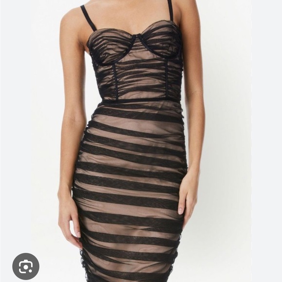 Alice + Olivia DAMIA RUCHED BUSTIER MIDI DRESS | Size 0 | NEW with tag - Picture 3 of 3